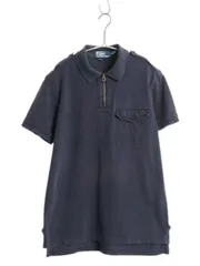 【お得なクーポン配布中!】 90s ポロ ラルフローレン 鹿の子 半袖 ポロシャツ メンズ M / オールド ヴィンテージ 加工 ハーフジップ 半袖シャツ ポケット付き サファリ