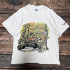 90‘s　USA製　HANES　ヘインズ　アニマルTシャツ　オノンダガ洞窟州立公園　スーベニアT　シングルステッチ　Lサイズ