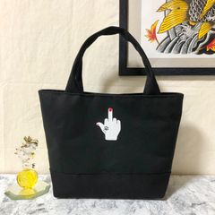 中指ミニトートバッグ ブラック ハンドメイド メンズ レディース ハンドバッグ ストリート