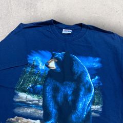 US古着 メキシコ製 Hanes ヘインズ 熊 ベアー Canada カナダ Tシャツ L ネイビー