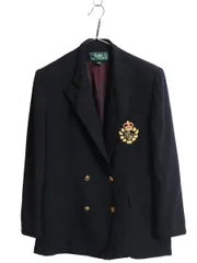 【お得なクーポン配布中!】 90s USA製 ローレン ラルフローレン ダブルブレスト テーラード ジャケット レディース XL オールド ウール ブレザー 紺ブレ きれいめ 濃紺