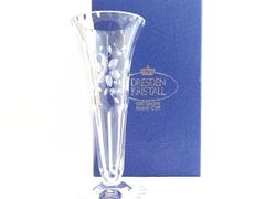 美品 ドレスデン クリスタル DRESDEN KRISTALL ■ 花器 フラワーベース ガラス 一輪挿し 花瓶 インテリア 彫刻 グラス □ ７D