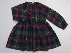 ファミリア familiar アウトレット 子供服 女の子 100cm 長袖 ワンピース チェック 緑 春 秋 冬 ★3 ガールズ 女児 キッズ 【中古】 ユーズド リサイクル こども