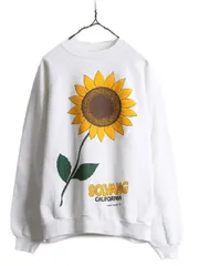 【お得なクーポン配布中!】 90s ヒマワリ アート 大判 プリント スウェット トレーナー XL フラワー