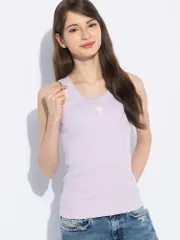 アミパリス AMI PARIS タンクトップ レディース ワンポイント Uネック AMLFTK160JE117 7674206263.jpg