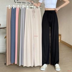 フレアパンツ ワイドパンツ レディース ウエストゴム リラックスパンツ イージーパンツ 春夏秋 体型カバー パンツ ボトムス プリーツ ルー
