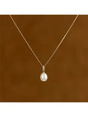 ジュエリー レディース ネックレス ペンダント 1個 白い涙型ペンダントネックレス、高光沢S925シルバーと上質な淡水パール使用