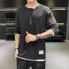 長袖 tシャツ メンズ 即購入OK ロングtシャツ カットソー ロンt レイヤード ゆったり カジュアル 無地 ファッション 丸襟 快適 大きいサイズ 春 秋 冬genlong01