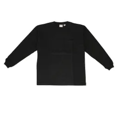 ☆ 01.BLACK ☆ Sサイズ ☆ Goodwear 袖リブ ポケット付き BIG Tシャツ メンズ 長袖tシャツ BIGTシャツ 男性 ロングスリープ ポケット付 袖リブ 長袖Tシャツ 長そで 無地 シンプル ビッグシルエット ビッグＴシャツ