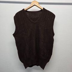 ニットベスト ブラウン ヴィンテージ メンズ レディース 古着 M-C-448