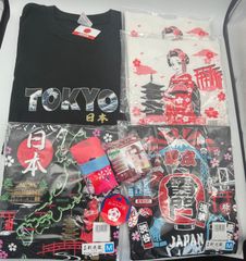 Tシャツ 5枚セット & エコバッグ 　和柄 舞妓　　　*3268