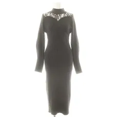 マーキュリーデュオ MERCURYDUO 23AW 2WAYオープンショルダードッキングレースニット ワンピース ロング 長袖 M チャコールグレー /DF ■OS