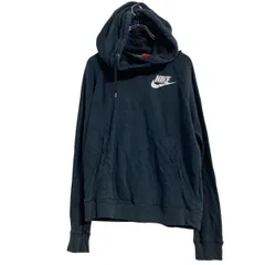 NIKE ロゴスウェット パーカー レディース M ブラック ナイキ プルオーバー スポーツ ポケット 古着卸 アメリカ仕入 a611-7411