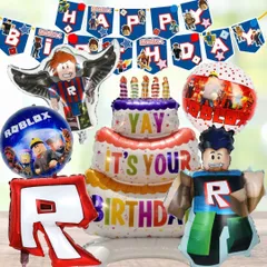 Roblox ロブロックスHAPPY BIRTHDAY B ヌーブ君　風船 バースデー バルーン セット バルーン 誕生日 飾付け 装飾 冒険　ゲーム　宇宙　ヌーブくん SNS 写真 子供 お祝い 撮影 パーティー ガーランド イベント ハッピー バースデイ