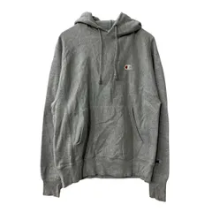 Champion ロゴスウェット パーカー S グレー チャンピオンフーディー リバースウィーブ ワンポイントロゴ 古着卸 アメリカ仕入 a708-5995