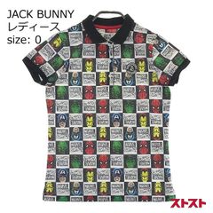 JACK BUNNY 잭 버니 × MARVEL COMICS 반소매 폴로 셔츠 체크 총무늬 블랙계 0 [240101145925]#