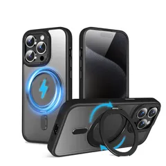 【在庫処分】ケース ケース いphone15pro magsafe 米軍MIL規格 超強磁力 リング付き 落下防止iphone15pro pro 15 ケース iphone 耐衝撃 ワイヤレス充電対応 アイフォン15pro ケース】360°回転スタンド Mag