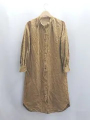◇ ⊇ ITEMS URBAN RESEARCH コットン100％ シャツ風 長袖 ロング ワンピース サイズ36 キャメル レディース E  【1503310004168】