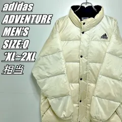 【国内古着･90s･デサント製】adidas ADVENTURE　アディダス アドベンチャー　ダウンジャケット　フード欠品　メンズ　サイズ表記O　XL~2XL相当　アイボリー