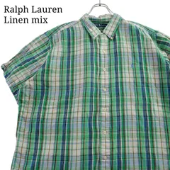 【90～00s】ラルフローレン チェックシャツ コットンリネン 大きめ