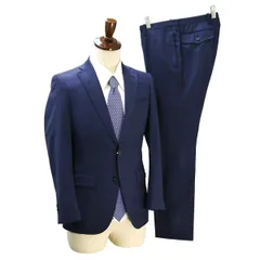 スーツカンパニー REDA 2つボタン シングルスーツ Y4 S ダークネイビー ウインドペン ノータック 本切羽 春秋冬 AET954  5NG090 【送料無料】【中古】【メンズビジネス】202507