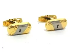■極美品■ YVESSAINTLAURENT イヴサンローラン カフスボタン カフスリンクス アクセサリー メンズ ゴールド系×シルバー系 DH9603のサムネイル