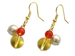 ピアス コットンパール パワーストーン 天然石(シトリン)