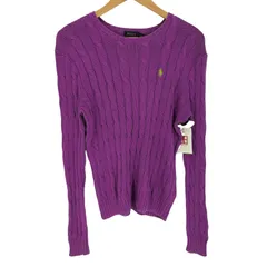 ポロラルフローレン POLO RALPH LAUREN ポニー刺繍 ロゴ ケーブル コットン ニット レディース import：M 