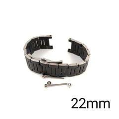22mm 凹幅14mm 腕時計 凹型 ブレスレット ブラック 黒 ベルト 【対応】 カルティエ パシャ