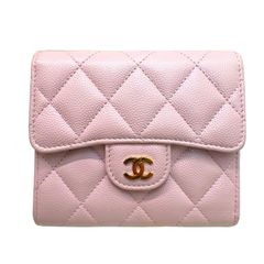 美品レア　正規品　CHANELマトラッセ　三つ折り財布　ピンクゴールド　31番台 シャネル CHANEL マトラッセ 財布 三つ折り財布 ミニ財布 ミニ