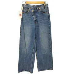 ザラ ZARA TRF ハイウエストクロスオーバーワイドレッグジーンズ 変形 ジップ デニム パンツ レディース EUR：38 