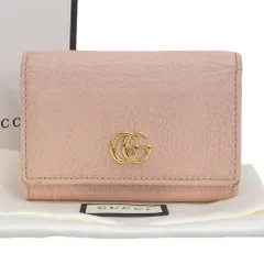 【本物保証】 箱・布袋付 グッチ GUCCI GGマーモント ロゴ L字ファスナー コンパクト 折り財布 ピンク 644407 534563