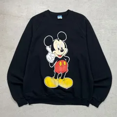 80年代 Walt Disney Mickey Mouse ウォルトディズニー ミッキーマウス ラグランスウェットシャツ 中抜きプリント メンズXL相当 レディース 