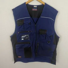 ワークベスト 多機能ポケット ネイビー 52サイズ メンズ 古着 ワーク系 ストリート