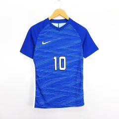 ナイキ NIKE AH7780 Tシャツ カットソー 半袖 Vネック DRI-FIT 総柄 ナンバー ロゴ S ブルー スポーツウェア ※EKM