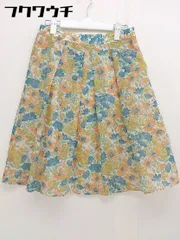 ◇ NEWYORKER 花柄 プリーツ加工 膝丈 フレア スカート サイズ 9 (64-91) ホワイト イエロー マルチ レディース  【1109070008424】