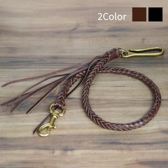 ウォレットチェーン フリンジ 編み込み レザー 牛革 本革 合金 おしゃれ メンズ ファッション アクセサリ 財布 紛失防止