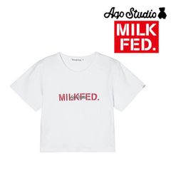 tシャツ Tシャツ ミルクフェド アコスタジオ MILKFED x AQO STUDIOS FITTED TEE 103241011017 白 ティーシャツ ティシャツ ブランド アコベア レディース ショート丈 可愛い おしゃれ 韓国 ホワイト トップス