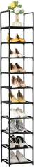 YOUDENOVA シューズラック10段 靴収納 分割可 シューズラックスリム 省スペース 組み立て式 10足 不織布 玄関に靴を効率収納 (ブラック、10段) ::20366