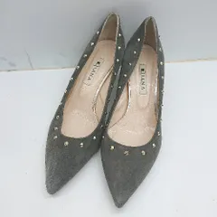 ◇ DIANA ダイアナ ポインテッドトゥ スタッズ おしゃれ パンプス サイズ23.5 グレー系 レディース E  【1406050050894】