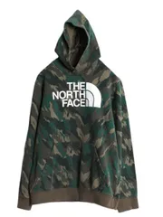 【お得なクーポン配布中!】 ノースフェイス 迷彩 総柄 ロゴ プリント スウェット フード パーカー キッズ L レディース XS 程/ 古着 The North Face 裏起毛 トレーナー