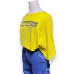 【 USA古着】 ストップザリッター　ゴミ拾い　環境問題　団体Tシャツ　イエロー　オーバーサイズ