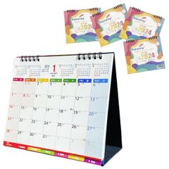 Supracing 2024年分 卓上カレンダー 【2023年12月始まり】 ６か月ひと目 卓上カレンダー 実用性抜群（日曜始４部セット）