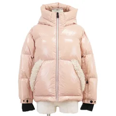 【美品】MONCLER GRENOBLE モンクレールグルノーブル ダウンジャケット 2024年製 EIBSEE シャイニーマット ボア ドッキング シグネチャー ロゴ ワッペン アウター レディース着用可 キッズ サイズ 12A ピンクベージュ イタリア製