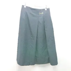 ◇ ROPE PICNIC 左前デザインポイント金具 ひざ下丈 フレア スカート サイズ40 ネイビー レディース E  【1310050002480】