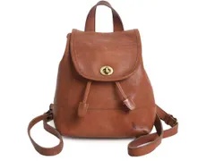 【お得なクーポン配布中!】 USA製 オールドコーチ 本革 レザー リュック サック 古着 COACH レザーバック フラップトップ レディース ミニリュック 茶 コーチ ブラウン