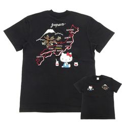 ハローキティ テンストライク 半袖Tシャツ キティちゃん 富士桜 日本地図 刺繍Tシャツ スカジャンデザイン HKST-002 新品