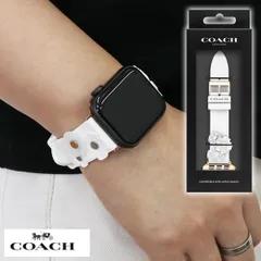 COACH コーチ Apple Watch アップルウォッチ バンド シリコン ラバー フラワー Iwatchシリーズ 7 6 se 5 4 3 2 1 ホワイト/ピンクゴールド 38mm/40mm/41mm 14700054