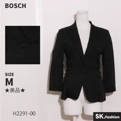 ★美品★ BOSCH ボッシュ アウター テーラードジャケット　長袖　シングルボタン　ポケット付き　コットン混 　ブラック　 【H2291-00】 送料無料　古着　レディースのサムネイル