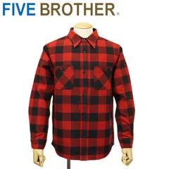 FIVE BROTHER (ファイブブラザー) 152161 ヘビーフランネル バッファローチェック ワークシャツ RED XL